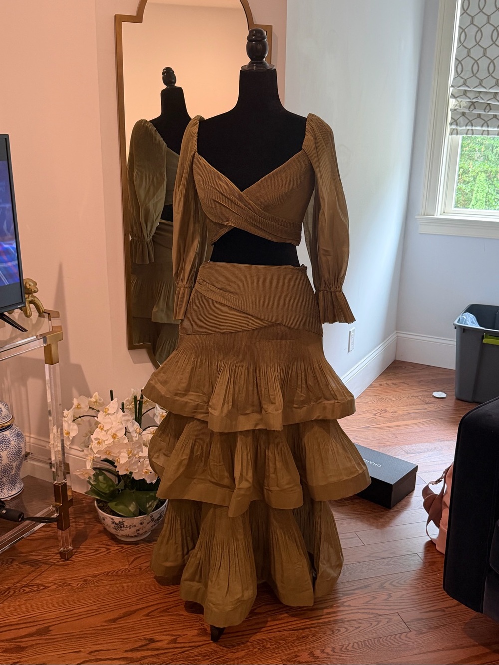 Zimmermann Olive Tiered Ruffle Maxi Skirt Set - Picture 2 of 4
